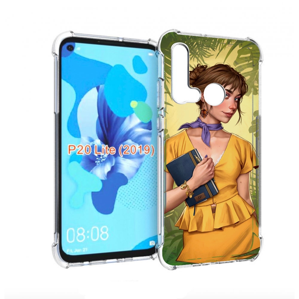 

Чехол бампер MyPads девушка-в-зелени женский для Huawei P20 Lite, Прозрачный, Tocco