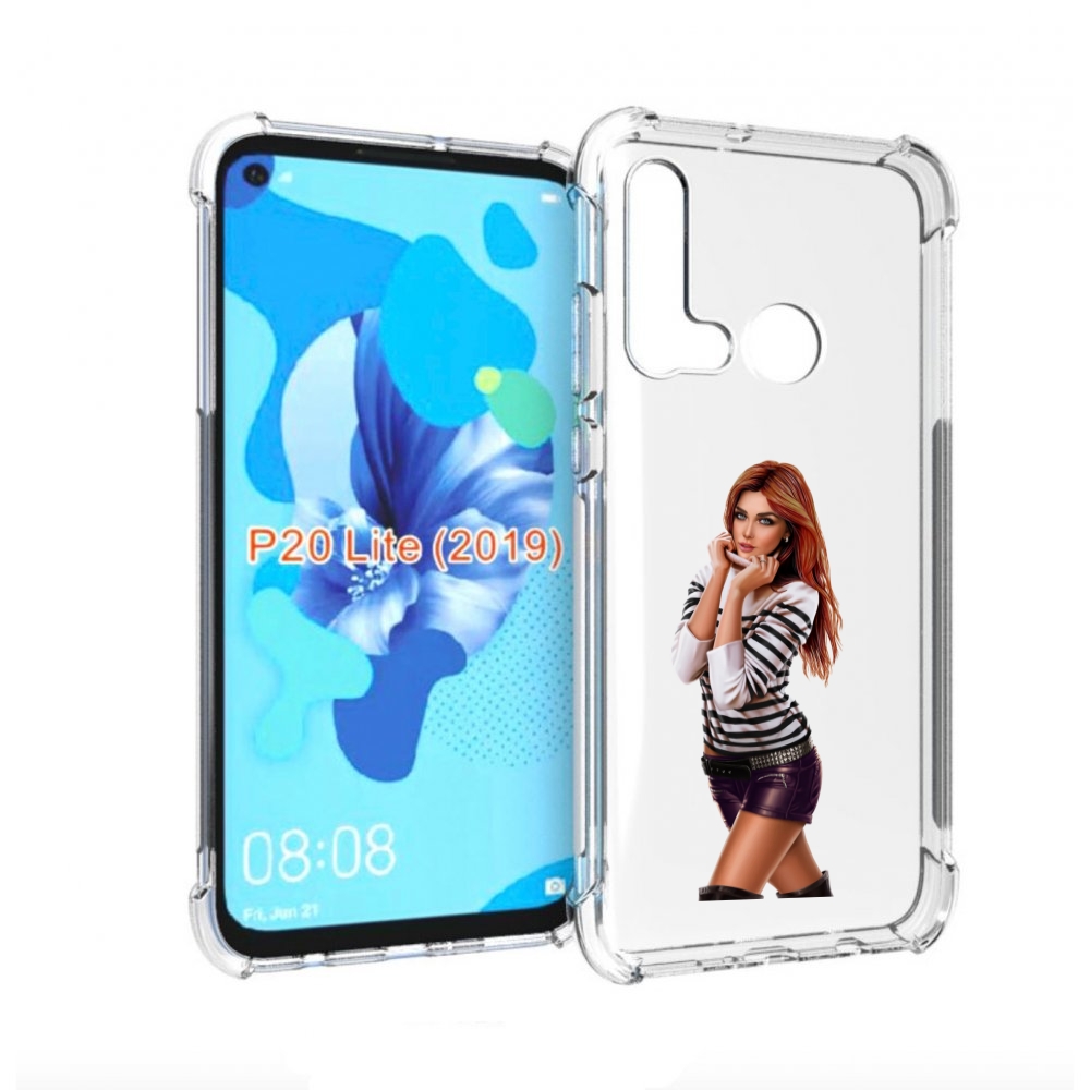Чехол бампер MyPads девушка-в-свитере-с-полоской для Huawei P20