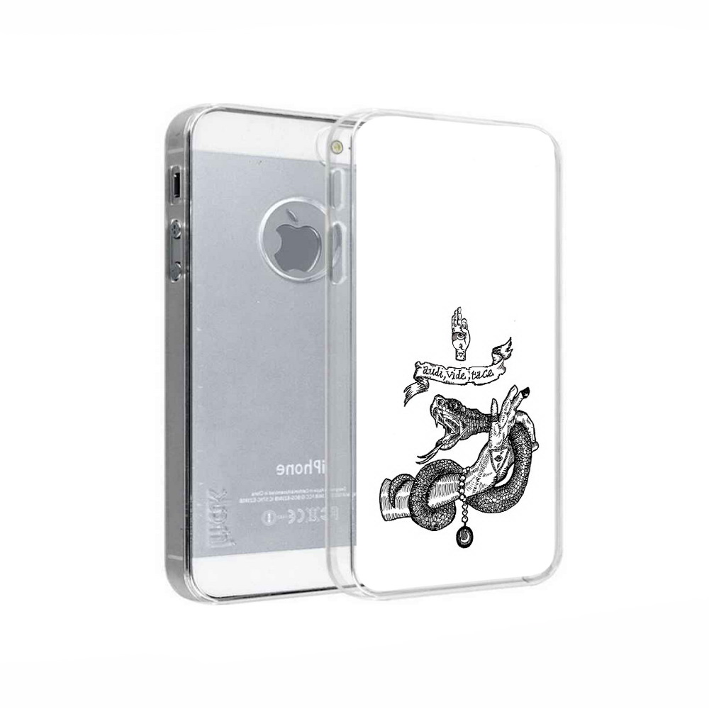 

Чехол MyPads Tocco для Apple iPhone 5 змея на руке рисунок, Прозрачный, Tocco
