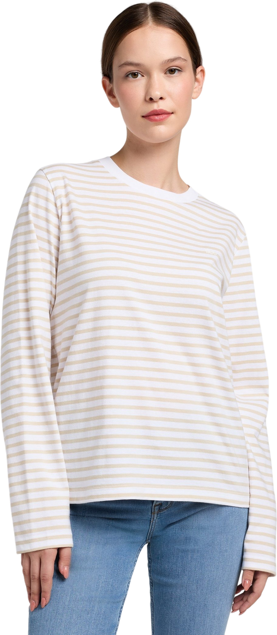 Лонгслив женский Lee LS STRIPE TEE OATMEAL бежевый S 5199₽