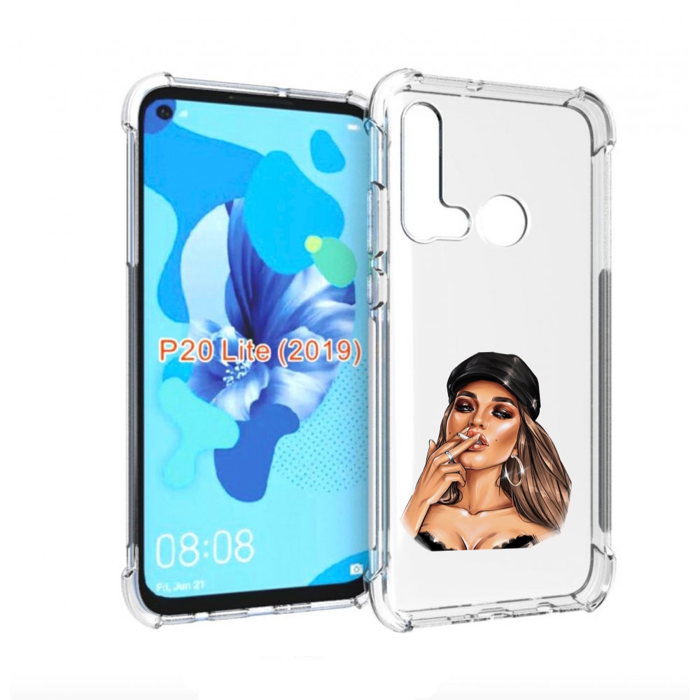 

Чехол бампер MyPads девушка-в-шапке-с-сигаретой для Huawei P20 L, Прозрачный, Tocco