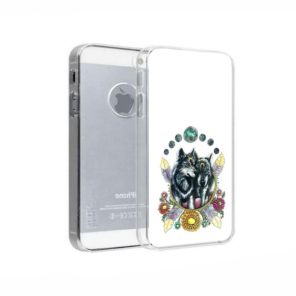 

Чехол MyPads Tocco для Apple iPhone 5 красивые волки абстракция, Прозрачный, Tocco