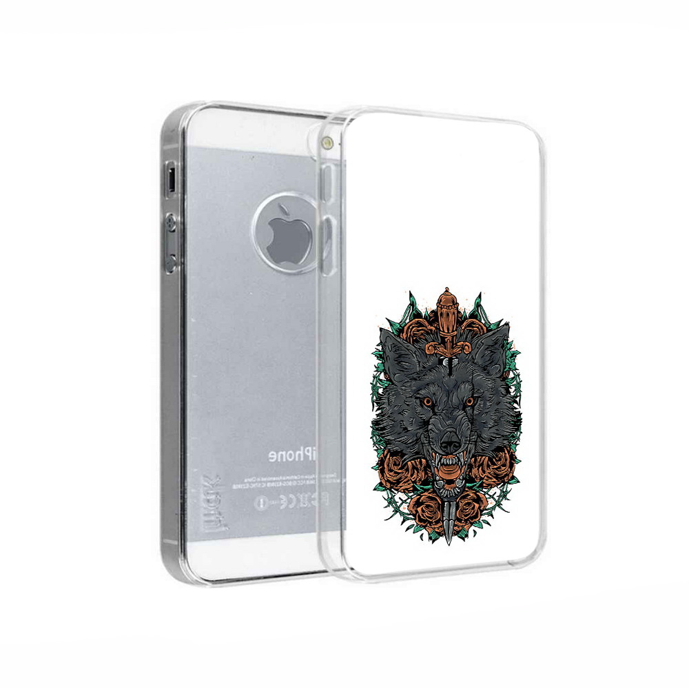 

Чехол MyPads Tocco для Apple iPhone 5 красивый злой волк, Прозрачный, Tocco
