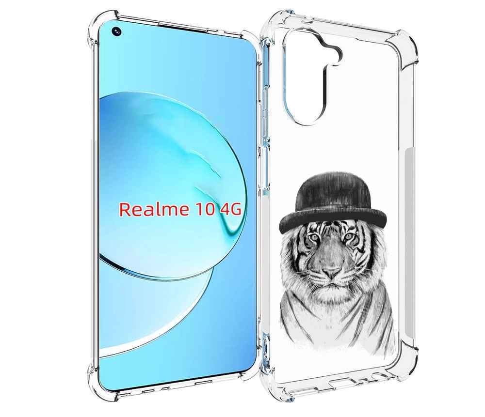 

Чехол MyPads тигр британец для Realme 10, Прозрачный, Tocco