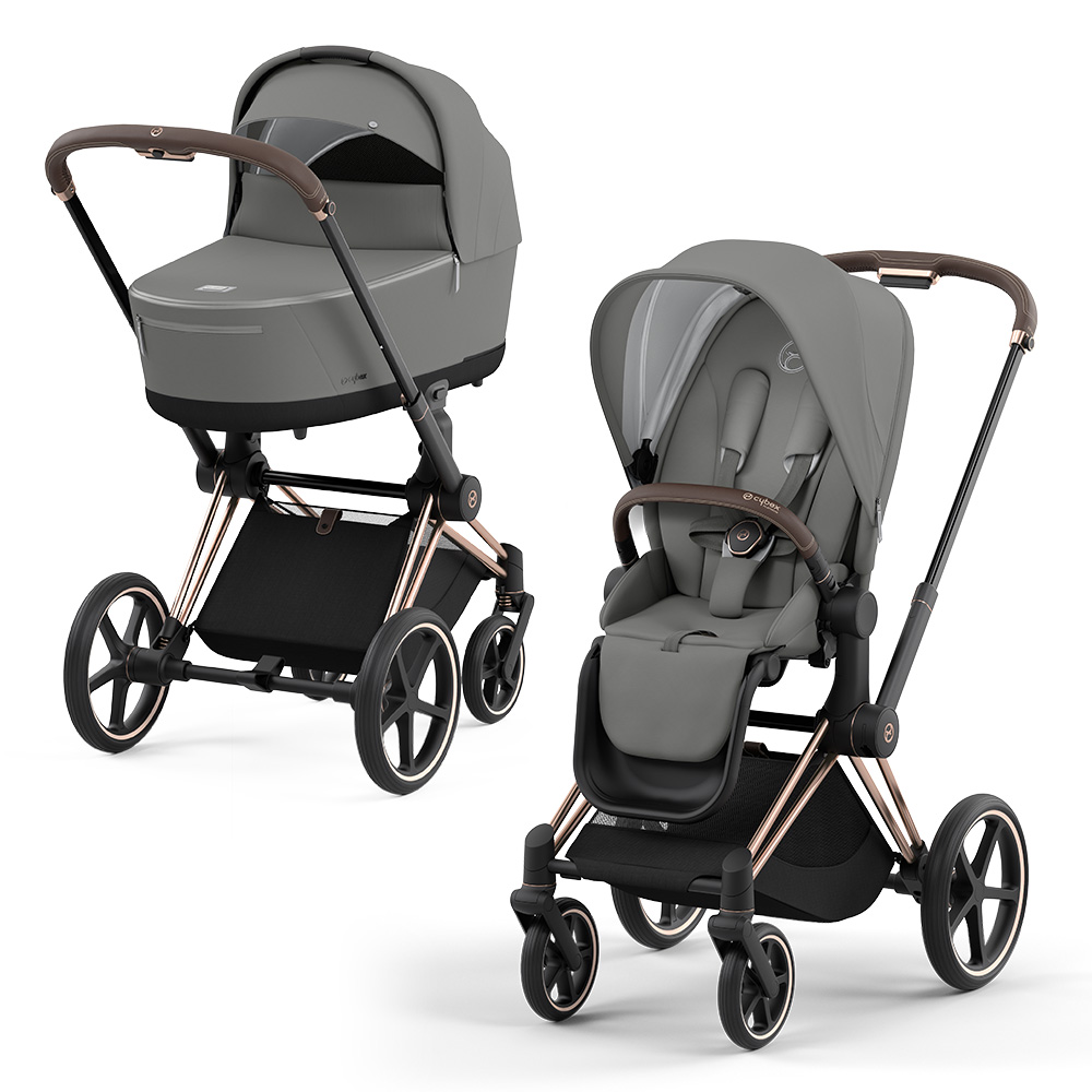 Коляска 2в1 Cybex Priam IV Soho Grey, шасси Rosegold