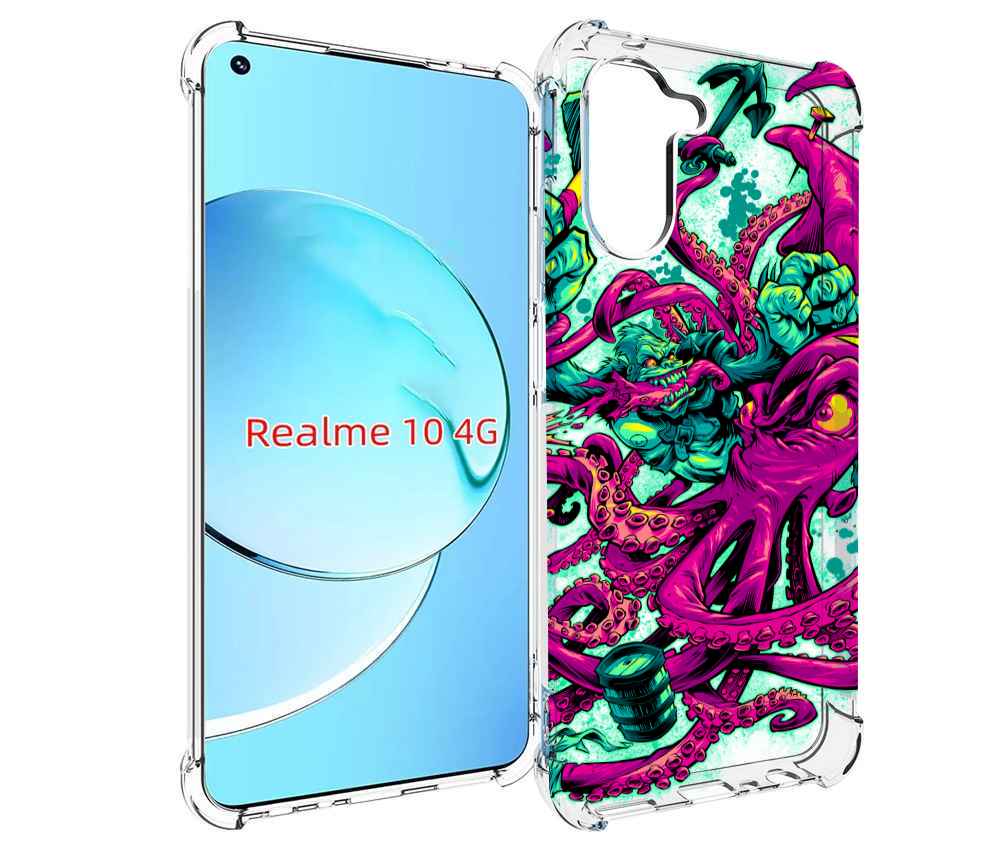 

Чехол MyPads фиолетовый кракен для Realme 10, Прозрачный, Tocco