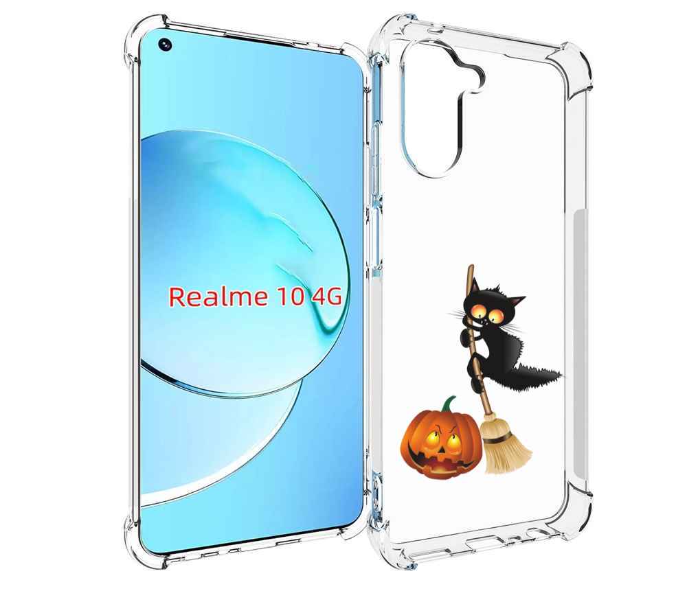 

Чехол MyPads хэлуинский котик для Realme 10, Прозрачный, Tocco
