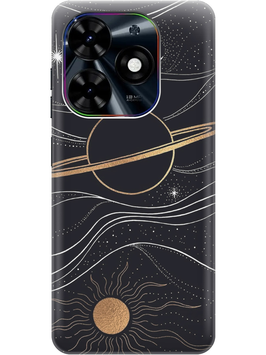 

Силиконовый чехол на Infinix Hot 40i с рисунком "Сатурн и солнце", Белый;желтый, 20011894