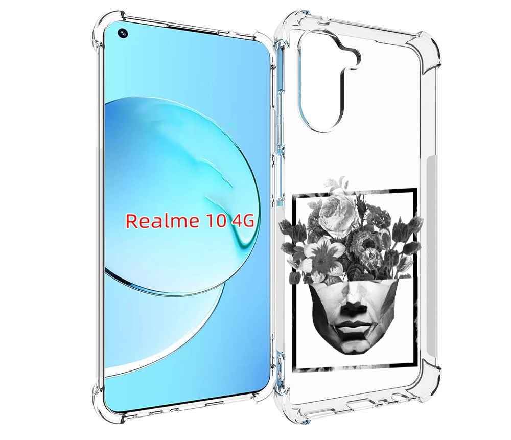 

Чехол MyPads черно белая ваза в абстракции для Realme 10, Прозрачный, Tocco