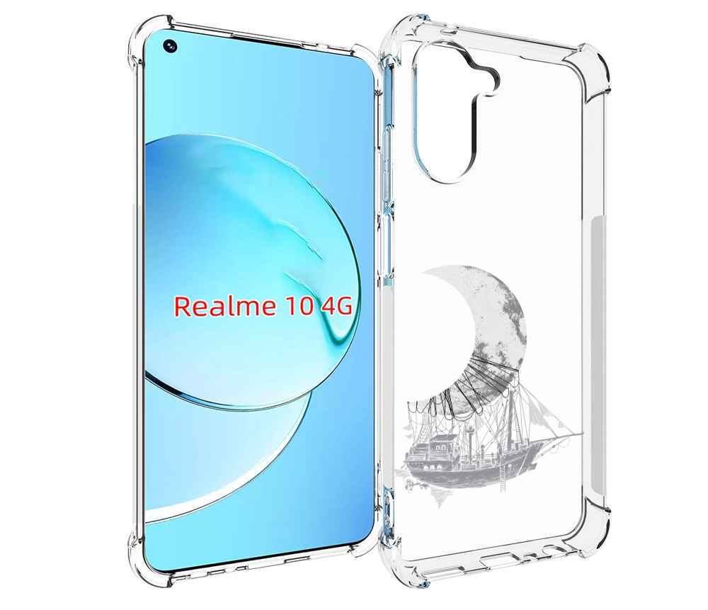 

Чехол MyPads черно белый корабль полумесяц для Realme 10, Прозрачный, Tocco
