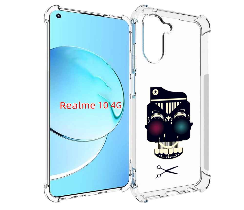 

Чехол MyPads черно белый скелет с яркими глазами для Realme 10, Прозрачный, Tocco