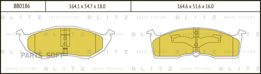 Тормозные колодки BLITZ дисковые передние BB0186