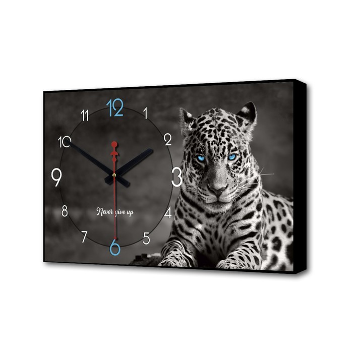 фото Часы-картина настенные, : природа, леопард, плавный ход, 57 х 35 х 4 см, 1 аа timebox