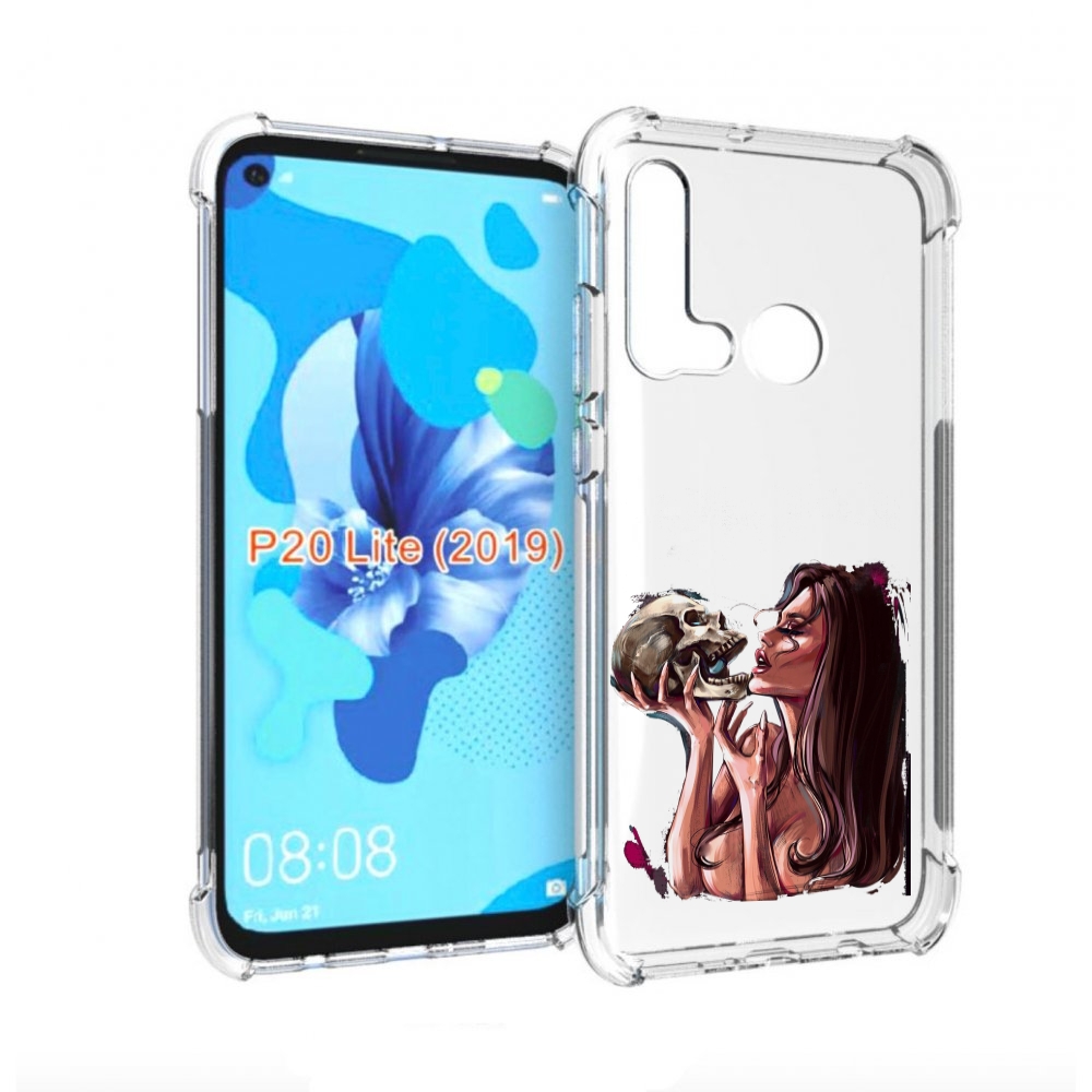 

Чехол бампер MyPads девушка-модель-с-черепом для Huawei P20 Lite, Прозрачный, Tocco