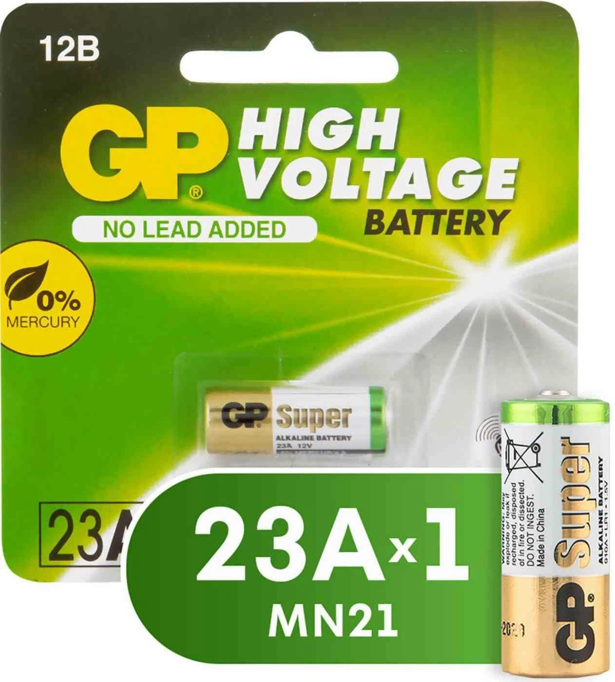 GP BATTERIES Батарейка A23/MN21 12V для брелоков сигнализаций щелочная 1 шт. аккумулятор gp batteries аа пальчиковый lr6 1 2 в 2700 мач 2 шт