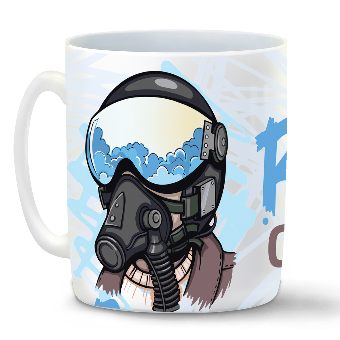 

Кружка белая CoolPodarok 23 февраля. Выше облаков. c фоном