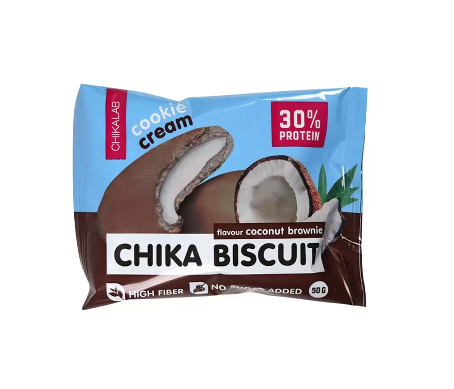 

Печенье протеиновое Bombbar CHIKALAB, Chika Biscuit, кокосовый брауни, 3 шт х 50 г