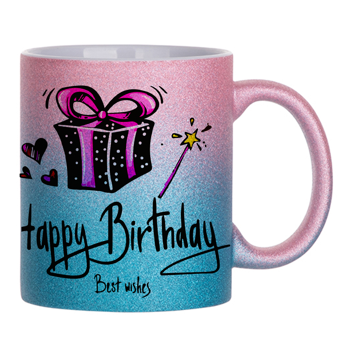 

Кружка с блестками розовая CoolPodarok День рождение. Happy birthday волшебный подарок