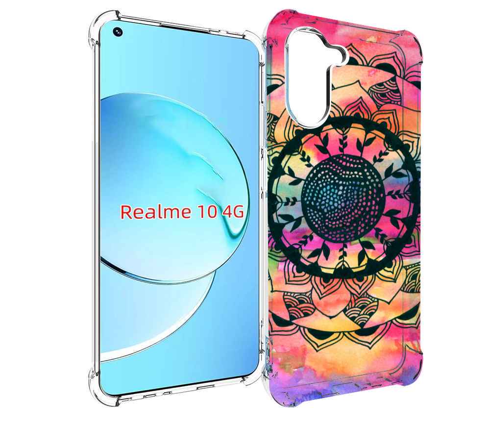 

Чехол MyPads яркая абстракция круглый цветок для Realme 10, Прозрачный, Tocco