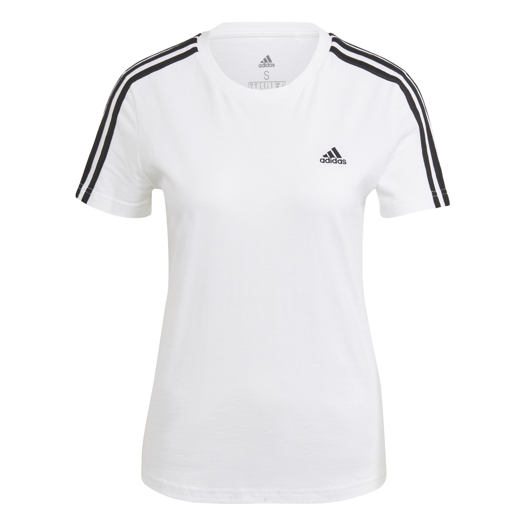

Футболка женская Adidas Essentials Slim 3-Stripes белая S, Essentials Slim 3-Stripes