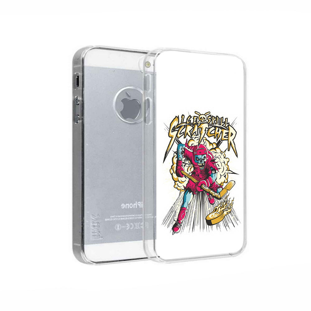 

Чехол MyPads Tocco для Apple iPhone 5 нарисованный скелет хоккеист, Прозрачный, Tocco