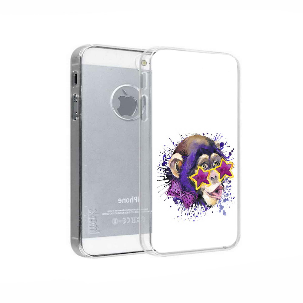 

Чехол MyPads Tocco для Apple iPhone 5 обезьяна в очках, Прозрачный, Tocco