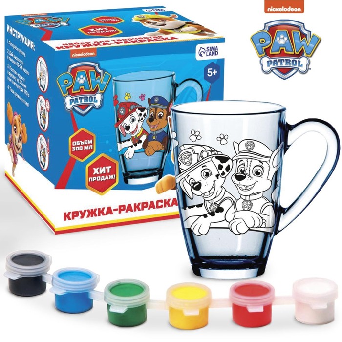 Paw Patrol Роспись стеклянной кружки 