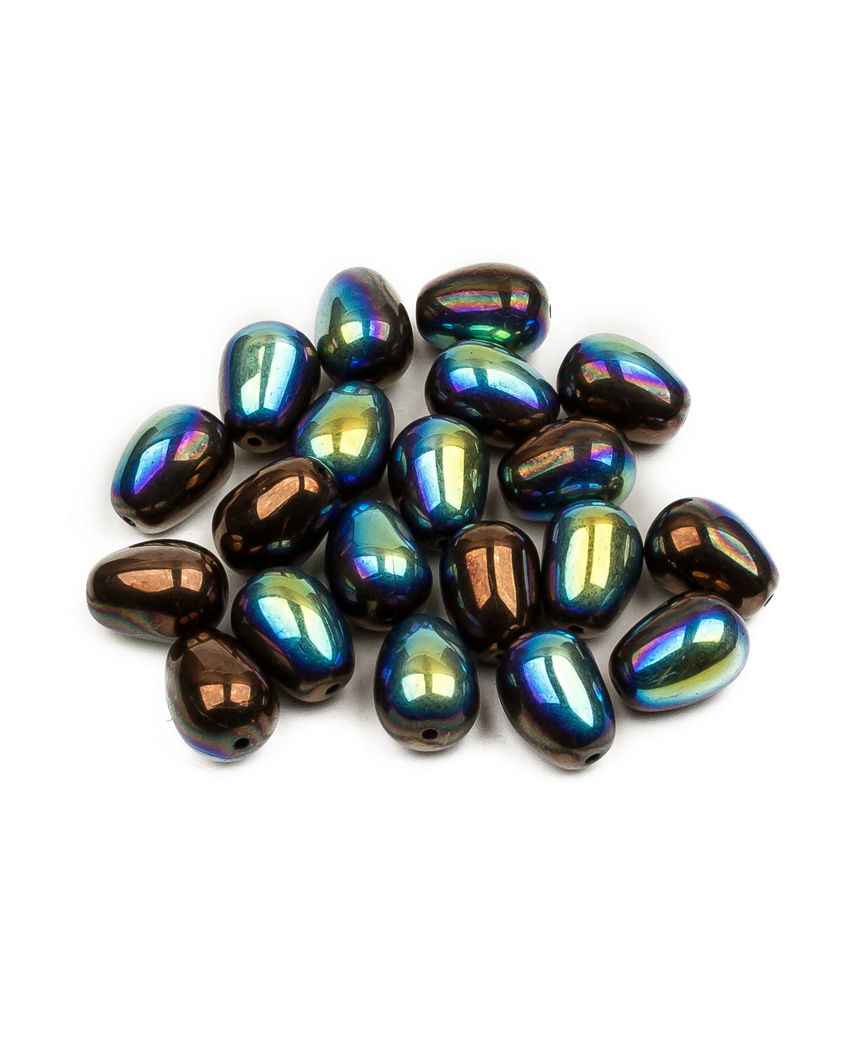 

Чешские бусины Czech Beads капля Glass drops, 11х8 мм, Jet Bronze AB 20 шт, Разноцветный, Drops Beads