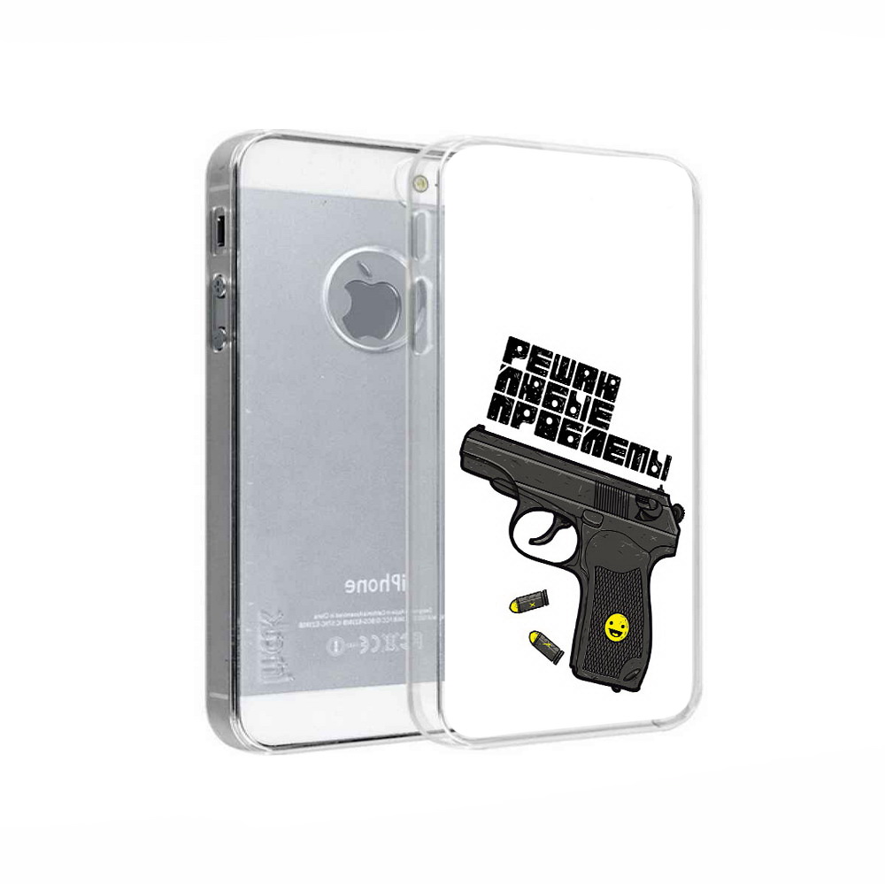 

Чехол MyPads Tocco для Apple iPhone 5 пистолет против проблем, Прозрачный, Tocco