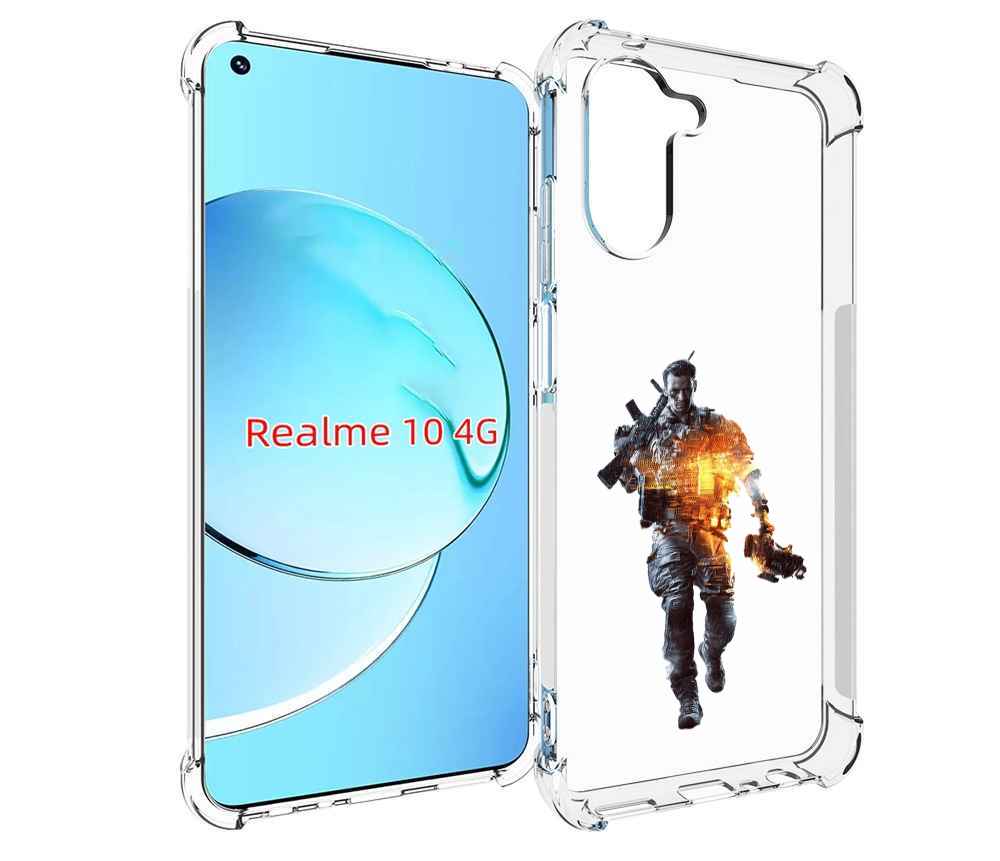 

Чехол MyPads Battlefield-4 мужской для Realme 10, Прозрачный, Tocco