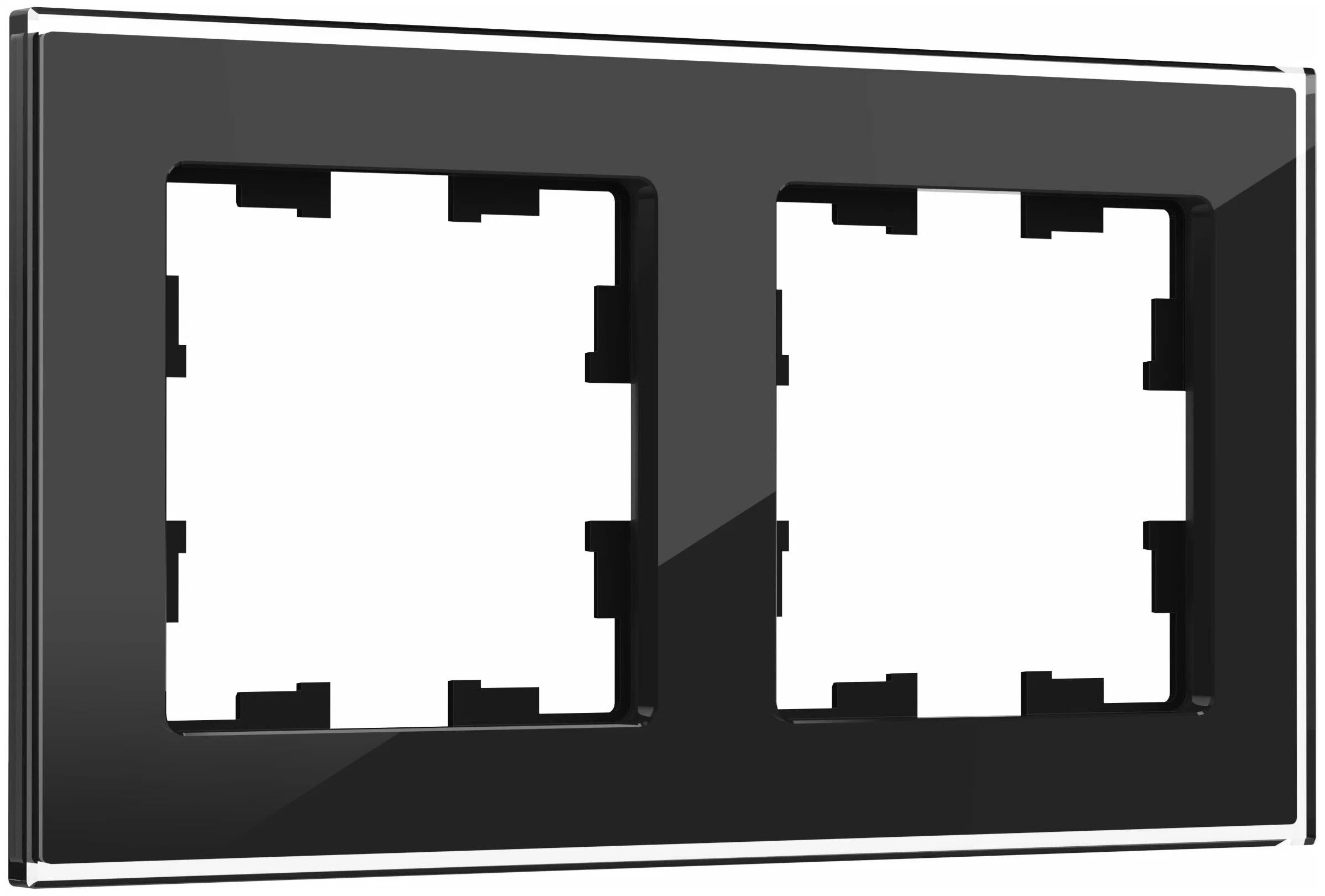 IEK BRITE Рамка 2-мест. РУ-2-2-БрЧ стекло черн.