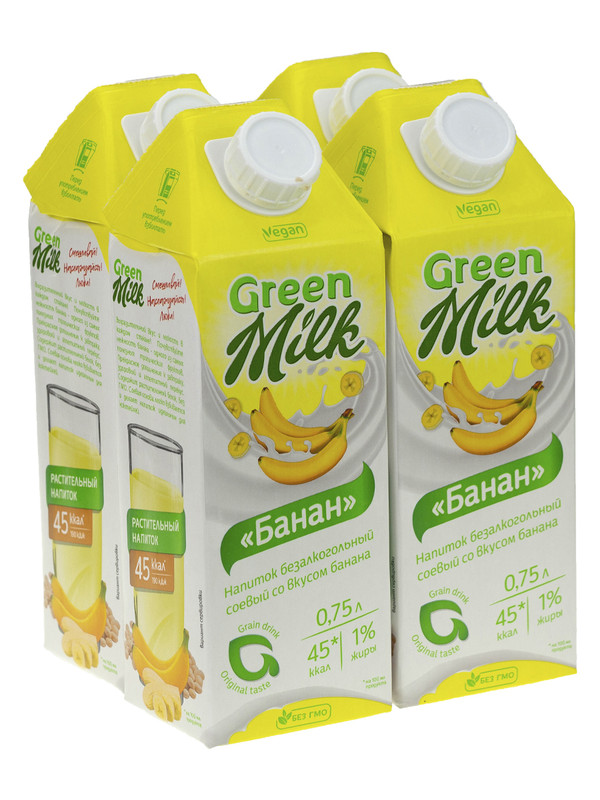 

Напиток из растительного сырья со вкусом банана, 750 мл. 4шт., Green Milk