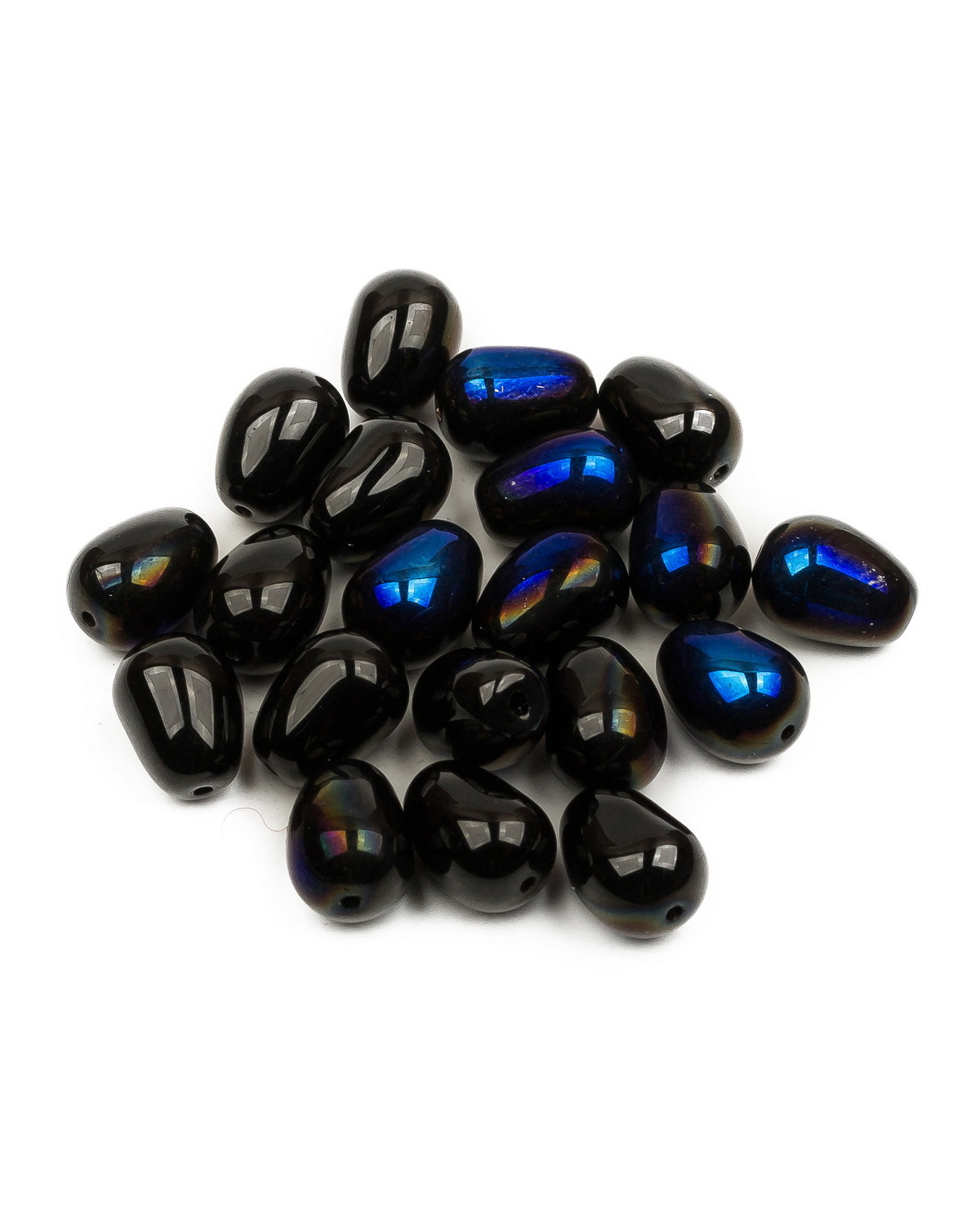 

Чешские бусины Czech Beads капля Glass drops, 11х8 мм, Jet Azuro 20 шт, Разноцветный, Drops Beads