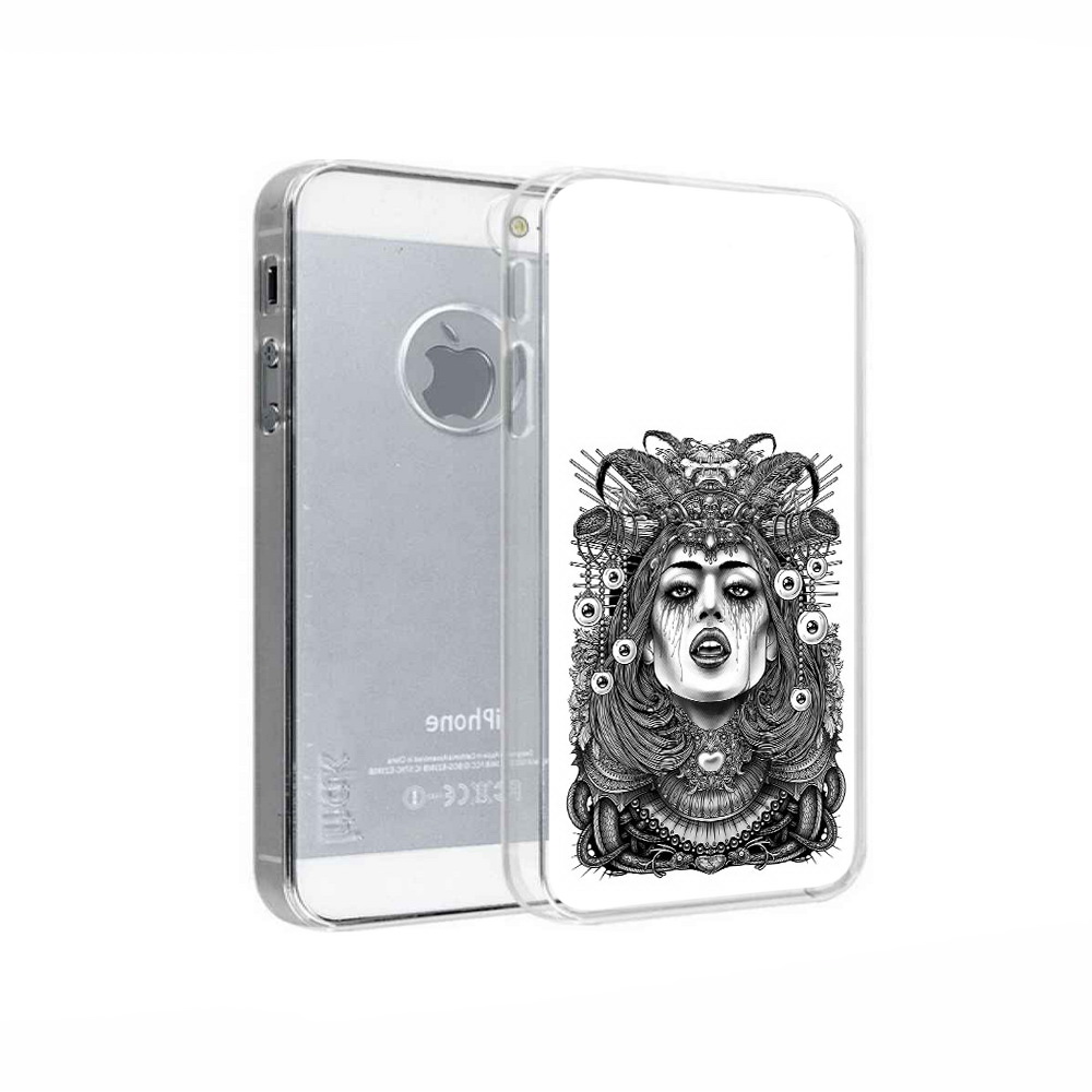 

Чехол MyPads Tocco для Apple iPhone 5 портрет девушки черно белый, Прозрачный, Tocco