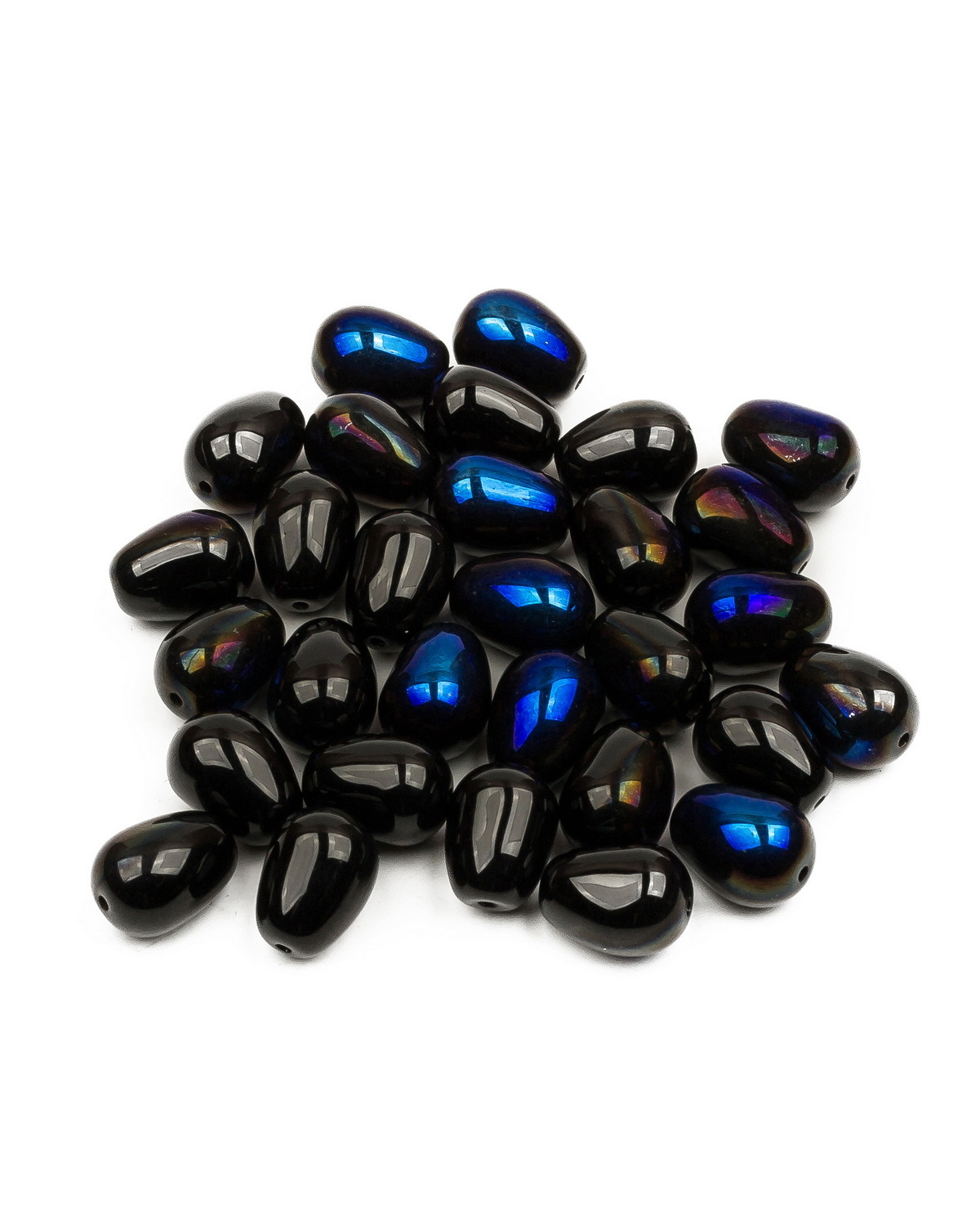 

Чешские бусины Czech Beads капля Glass drops, 11х8 мм, Jet Azuro 30 шт, Разноцветный, Drops Beads