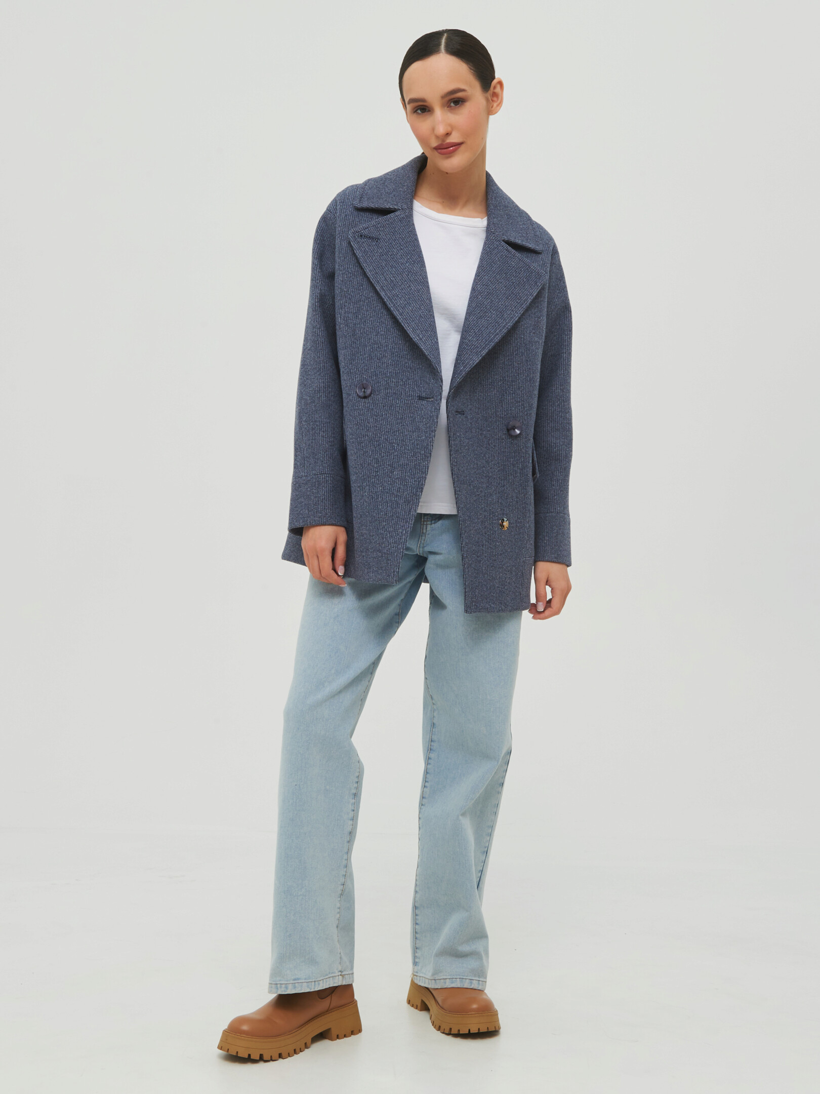 Пальто женское CROSARIO 67256 синее 52 RU