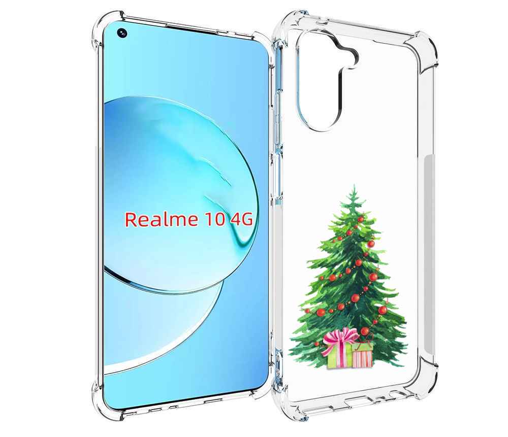 

Чехол MyPads Елка новогодняя с подарками акварель для Realme 10, Прозрачный, Tocco
