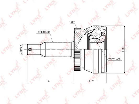 

CO-3695A_ШРУС наружный к-кт! 36x54x30 Hyundai Santa Fe 06-12