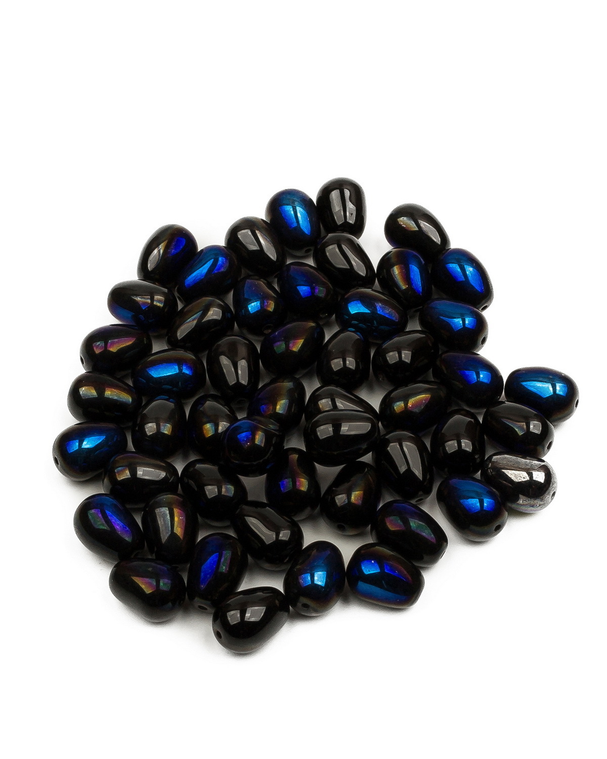 

Чешские бусины Czech Beads капля Glass drops, 11х8 мм, Jet Azuro 50 шт, Разноцветный, Drops Beads