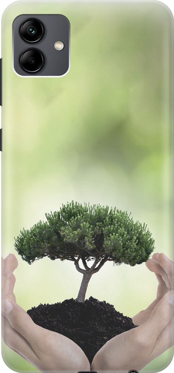

Силиконовый чехол на Samsung Galaxy A04 с принтом "Оберегайте природу", Бежевый;зеленый, 158422