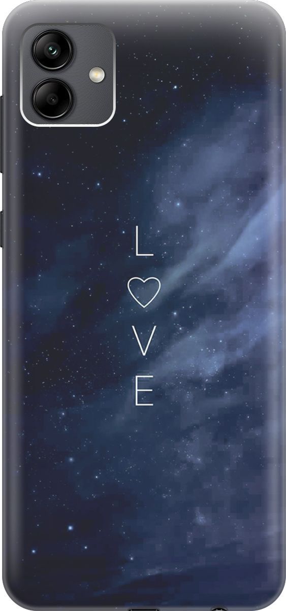 

Силиконовый чехол на Samsung Galaxy A04 с принтом "Ночное небо и любовь", Синий;черный, 158415