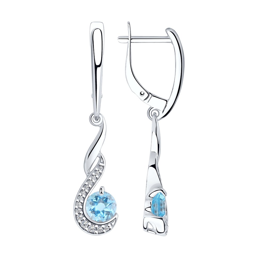 

Серьги подвески из серебра SOKOLOV 92022127, фианит/топаз, 92022127