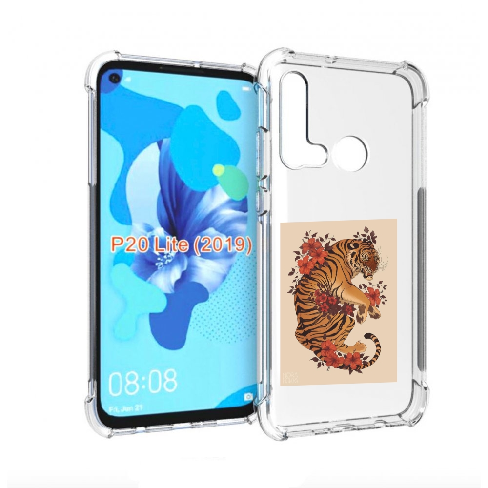 

Чехол бампер MyPads злой-тигр-с-цветами для Huawei P20 Lite (201, Прозрачный, Tocco
