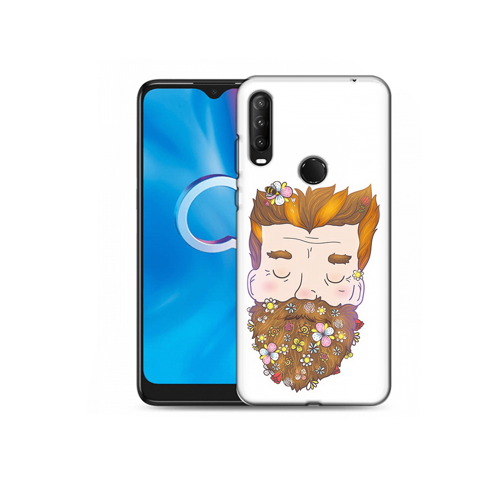

Чехол MyPads Tocco для Alcatel 1SE (2020) 5030D мужчина с цветами в бороде, Прозрачный, Tocco
