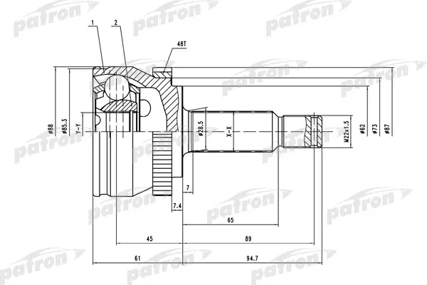 

ШРУС наружн к-кт HYUNDAI: Tucson 04- [A:27, B:25, ABS:48] PATRON PCV1661