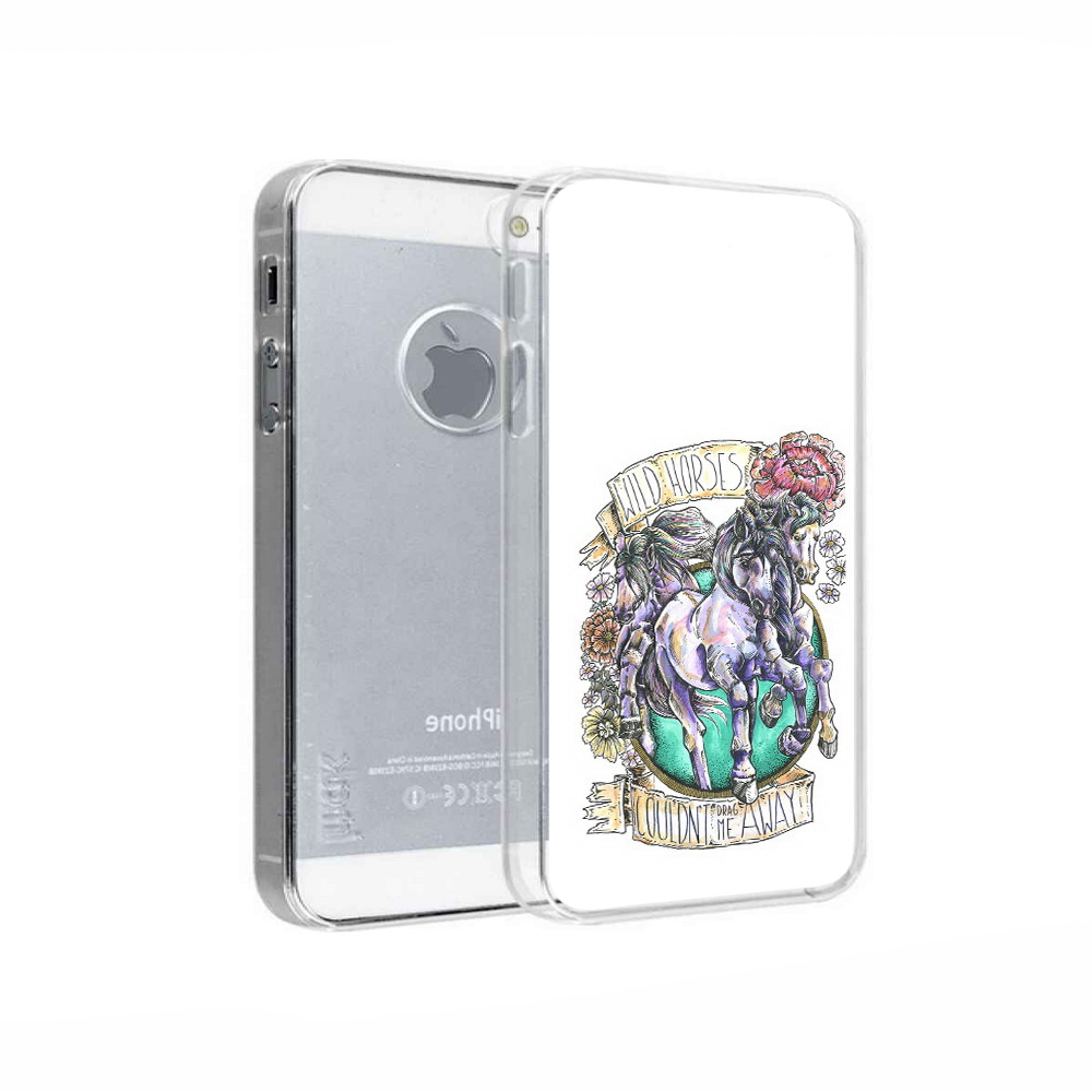 

Чехол MyPads Tocco для Apple iPhone 5 рисунок коней в цветах, Прозрачный, Tocco