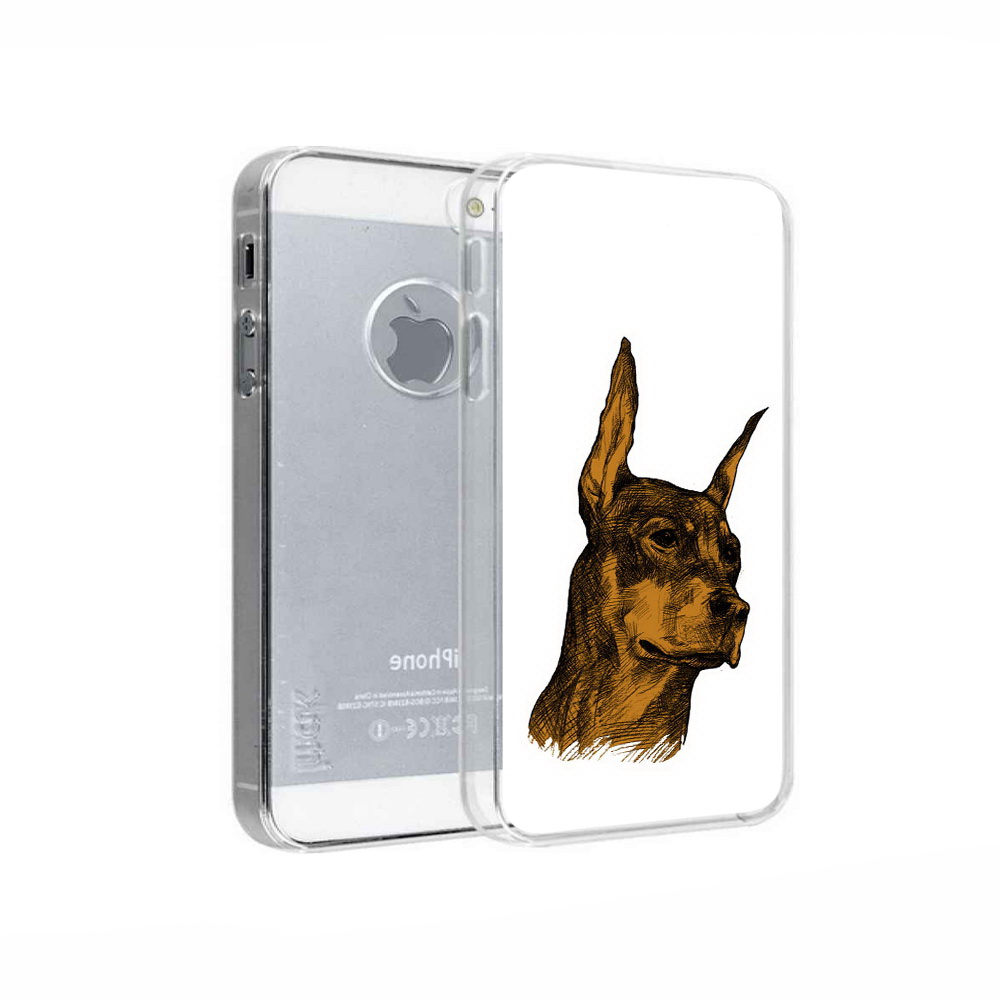 

Чехол MyPads Tocco для Apple iPhone 5 скетч доберман, Прозрачный, Tocco