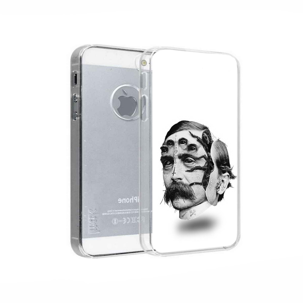 

Чехол MyPads Tocco для Apple iPhone 5 страшное лицо мужчины, Прозрачный, Tocco
