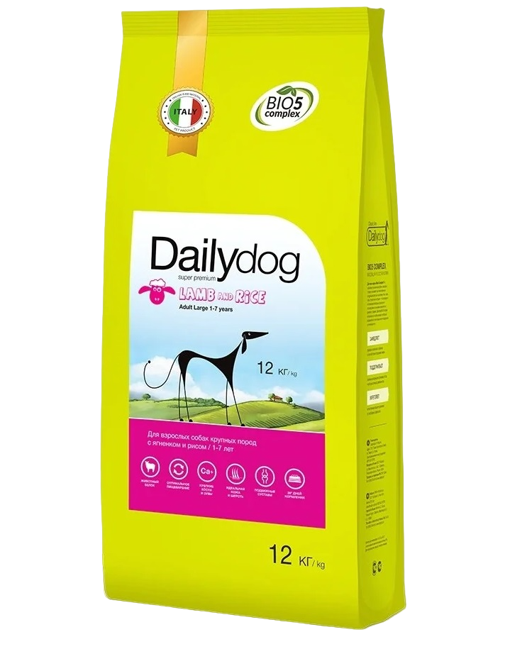 фото Сухой корм для собак dailydog adult large breed, для крупных пород, ягненок и рис, 12кг
