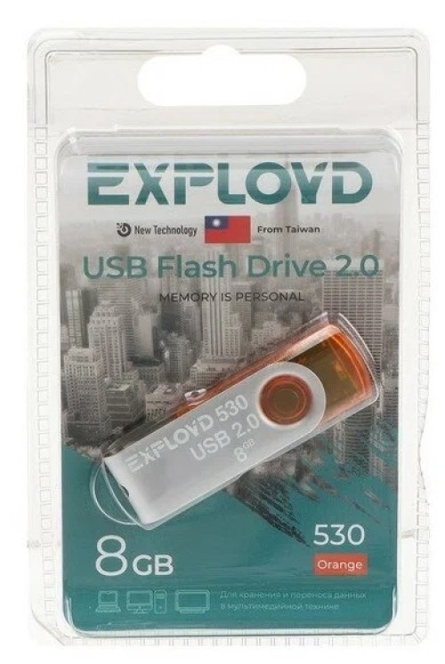 

Флешка Exployd 530, 8 Гб, USB2.0, оранжевая